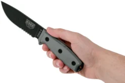 ESEE Model 4 Cuchilla Dentada, Mango Gris 4S-MB-B Con Funda Negra + Clip En MOLLE-back -Cuchillería Aventura EE ESEE 4S MB B 06 esee knives scaled