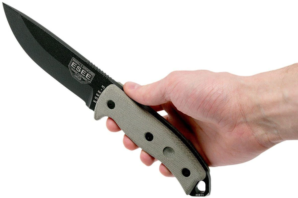 ESEE Model 5 Black Blade, Desert Tan Handle 5P-BK Con Funda Kydex + Clip De Cinturón 6 ESEE Model 5 Black Blade, Desert Tan Handle 5P-BK Con Funda Kydex + Clip De Cinturón - Imagen 6