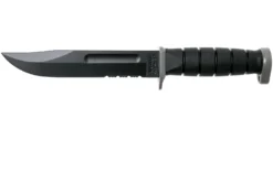 KA-BAR D2 Extreme Fighting Knife 1283, Serrated Blade, Kraton Handle, Funda De Cuero